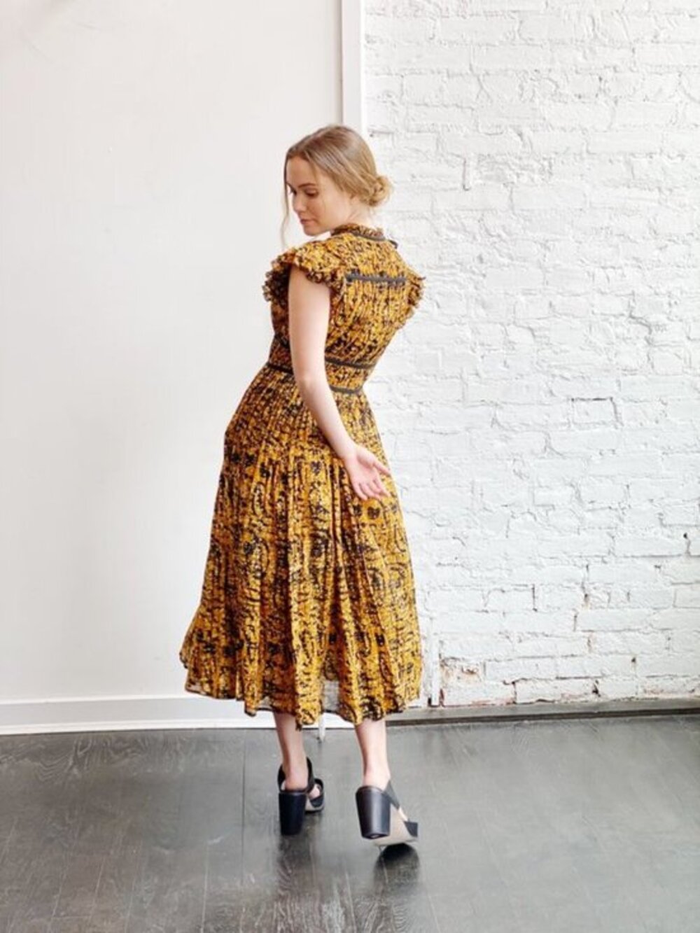 Ulla Johnson Amari Dress Marigold‎ Size 0 NWT Midi Orange Black - Picture 7 of 17